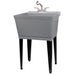 Tehila Standard Freestanding Grey Utility Sink with Stainless Steel Finish Pull-Out Faucet - Sweatfully