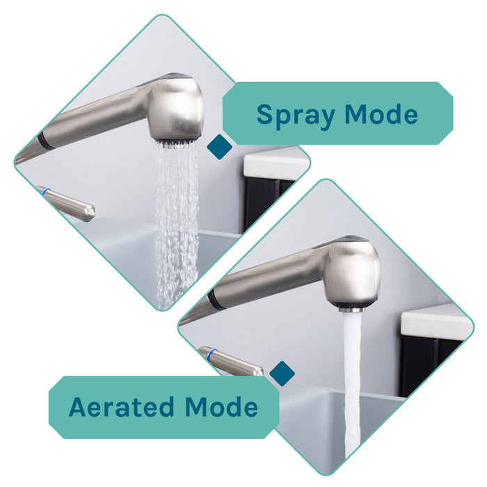 Tehila Standard Freestanding Grey Utility Sink with Stainless Steel Finish Pull-Out Faucet - Sweatfully