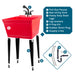 Tehila Standard Freestanding Red Utility Sink with Matte Black Finish Pull-Out Faucet - Sweatfully
