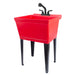 Tehila Standard Freestanding Red Utility Sink with Matte Black Finish Pull-Out Faucet - Sweatfully