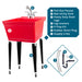 Tehila Standard Freestanding Red Utility Sink with Stainless Steel Finish Pull-Out Faucet - Sweatfully
