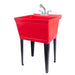 Tehila Standard Freestanding Red Utility Sink with Stainless Steel Finish Pull-Out Faucet - Sweatfully