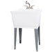 Tehila Standard Freestanding White Utility Sink with Stainless Steel Finish Pull-Out Faucet - Sweatfully
