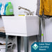 Tehila Standard Freestanding White Utility Sink with Stainless Steel Finish Pull-Out Faucet - Sweatfully