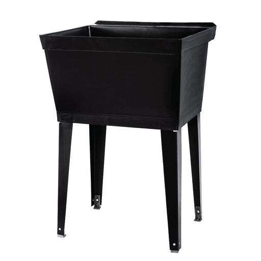 Tehila Standard Freestanding Black Utility Sink with Black Legs, No Supply Lines - Sweatfully