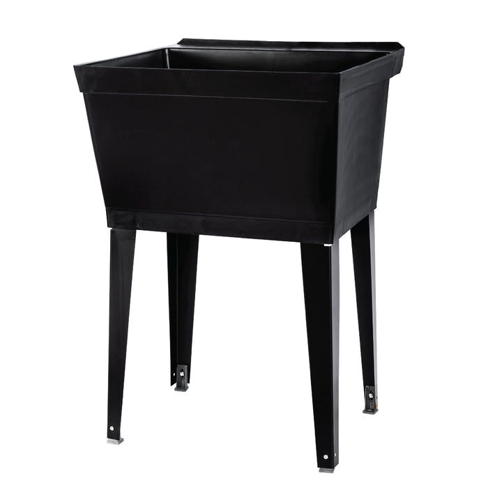 Tehila Standard Freestanding Black Utility Sink with Black Legs, No Supply Lines - Sweatfully