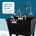 Tehila Standard Freestanding Black Utility Sink with Black Legs, No Supply Lines - Sweatfully
