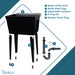 Tehila Standard Freestanding Black Utility Sink with Black Legs, No Supply Lines - Sweatfully