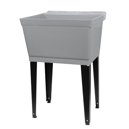 Tehila Standard Freestanding Grey Utility Sink with Black Legs, No Supply Lines - Sweatfully