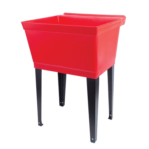Tehila Standard Freestanding Red Utility Sink with Black Legs, No Supply Lines - Sweatfully