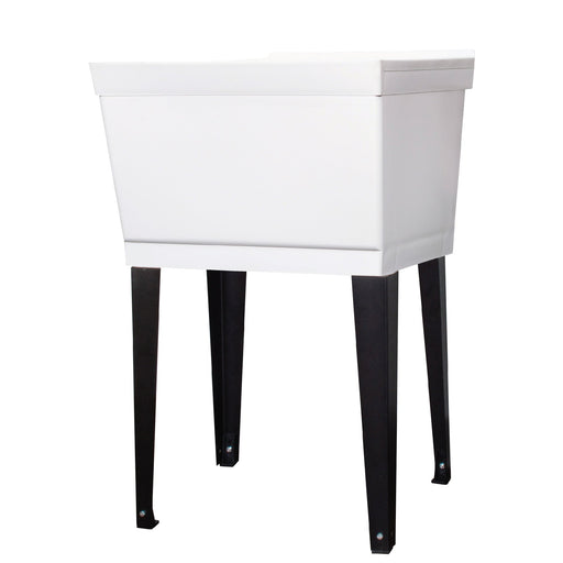 Tehila Standard Freestanding White Utility Sink with Black Legs, No Supply Lines - Sweatfully