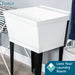 Tehila Standard Freestanding White Utility Sink with Black Legs, No Supply Lines - Sweatfully