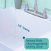 Tehila Standard Freestanding White Utility Sink with Grey Legs and Stainless Steel Finish Wide-set Gooseneck Faucet with Side Sprayer - Sweatfully