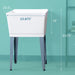 Tehila Standard Freestanding White Utility Sink with Grey Legs, Water Supply Lines Included - Sweatfully