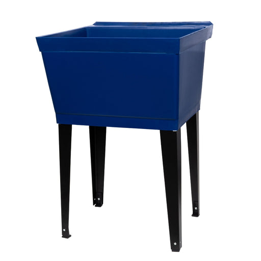 Tehila Standard Freestanding Blue Utility Sink with Black Legs, Water Supply Lines Included - Sweatfully