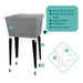 Tehila Standard Freestanding Grey Utility Sink with Black Legs, Water Supply Lines Included - Sweatfully