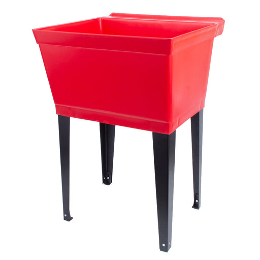Tehila Standard Freestanding Red Utility Sink with Black Legs, Water Supply Lines Included - Sweatfully