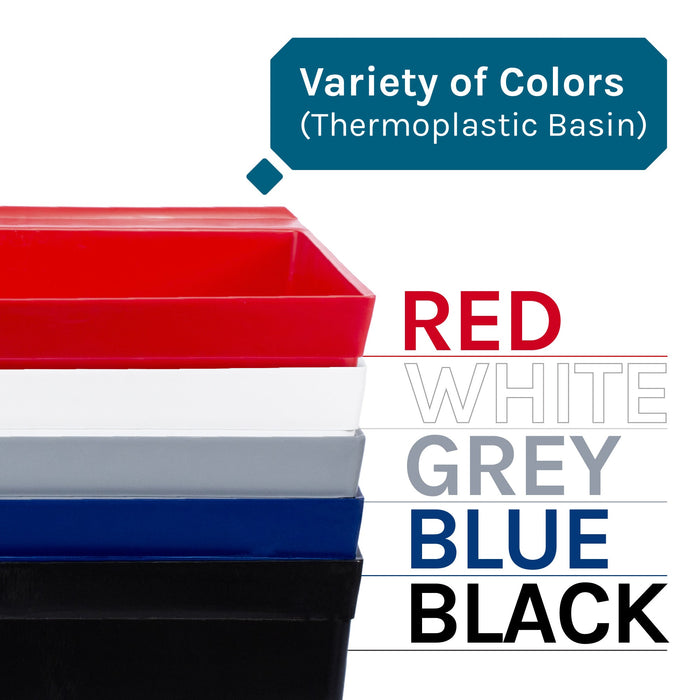 Tehila Standard Freestanding Red Utility Sink with Black Legs, Water Supply Lines Included - Sweatfully