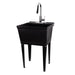 Tehila Standard Freestanding Black Utility Sink with Chrome Finish High-Arc Pull-Down Faucet - Sweatfully