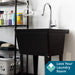 Tehila Standard Freestanding Black Utility Sink with Chrome Finish High-Arc Pull-Down Faucet - Sweatfully