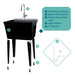 Tehila Standard Freestanding Black Utility Sink with Stainless Steel Finish High-Arc Pull-Down Faucet - Sweatfully