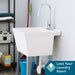 Tehila Standard Freestanding White Utility Sink with Chrome Finish High-Arc Pull-Down Faucet - Sweatfully
