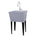 Tehila Standard Freestanding Grey Utility Sink with Chrome Finish High-Arc Pull-Down Faucet - Sweatfully