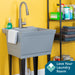 Tehila Standard Freestanding Grey Utility Sink with Stainless Steel Finish High-Arc Pull-Down Faucet - Sweatfully