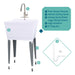 Tehila Standard Freestanding White Utility Sink with Stainless Steel Finish High-Arc Pull-Down Faucet - Sweatfully
