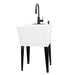 Tehila Standard Freestanding White Utility Sink with Black Finish High-Arc Pull-Down Faucet and Soap Dispenser - Sweatfully