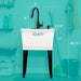 Tehila Standard Freestanding White Utility Sink with Black Finish High-Arc Pull-Down Faucet and Soap Dispenser - Sweatfully