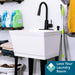 Tehila Standard Freestanding White Utility Sink with Black Finish High-Arc Pull-Down Faucet and Soap Dispenser - Sweatfully