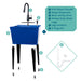 Tehila Standard Freestanding Blue Utility Sink with Black Finish High-Arc Pull-Down Faucet and Soap Dispenser - Sweatfully