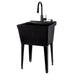 Tehila Standard Freestanding Black Utility Sink with Black Finish High-Arc Pull-Down Faucet and Soap Dispenser - Sweatfully