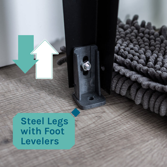 Tehila Standard Freestanding Grey Utility Sink with Black Finish High-Arc Pull-Down Faucet and Soap Dispenser - Sweatfully