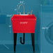 Tehila Standard Freestanding Red Utility Sink with Black Legs and Stainless Steel Finish Wide-set Gooseneck Faucet with Side Sprayer - Sweatfully