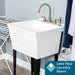 Tehila Standard Freestanding White Utility Sink with Black Legs and Stainless Steel Finish Wide-set Gooseneck Faucet with Side Sprayer - Sweatfully