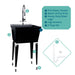 Tehila Standard Freestanding Black Utility Sink with Black Finish High-Arc Coil Pull-Down Faucet - Sweatfully