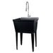 Tehila Standard Freestanding Black Utility Sink with Stainless Steel Finish High-Arc Coil Pull-Down Faucet - Sweatfully