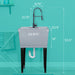 Tehila Standard Freestanding Grey Utility Sink with Black Finish High-Arc Coil Pull-Down Faucet - Sweatfully