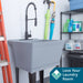 Tehila Standard Freestanding Grey Utility Sink with Black Finish High-Arc Coil Pull-Down Faucet - Sweatfully