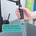 Tehila Standard Freestanding Grey Utility Sink with Black Finish High-Arc Coil Pull-Down Faucet - Sweatfully