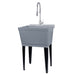 Tehila Standard Freestanding Grey Utility Sink with Stainless Steel Finish High-Arc Coil Pull-Down Faucet - Sweatfully