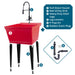 Tehila Standard Freestanding Red Utility Sink with Black Finish High-Arc Coil Pull-Down Faucet - Sweatfully