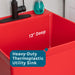 Tehila Standard Freestanding Red Utility Sink with Black Finish High-Arc Coil Pull-Down Faucet - Sweatfully