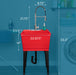 Tehila Standard Freestanding Red Utility Sink with Stainless Steel Finish High-Arc Coil Pull-Down Faucet - Sweatfully