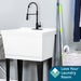 Tehila Standard Freestanding White Utility Sink with Black Finish High-Arc Coil Pull-Down Faucet - Sweatfully