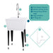 Tehila Standard Freestanding White Utility Sink with Stainless Steel Finish High-Arc Coil Pull-Down Faucet - Sweatfully