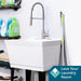 Tehila Standard Freestanding White Utility Sink with Stainless Steel Finish High-Arc Coil Pull-Down Faucet - Sweatfully