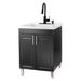 Tehila Black Vanity Cabinet and White Utility Sink with Black Finish High-Arc Pull-Down Faucet - Sweatfully